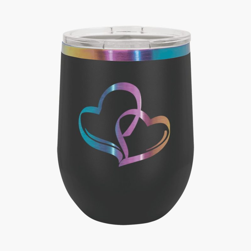 Engraved Prismatic Stainless Steel 12oz Stemless Wine Tumbler