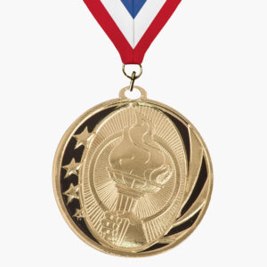 Stars and Stripes Engraved Torch Medal