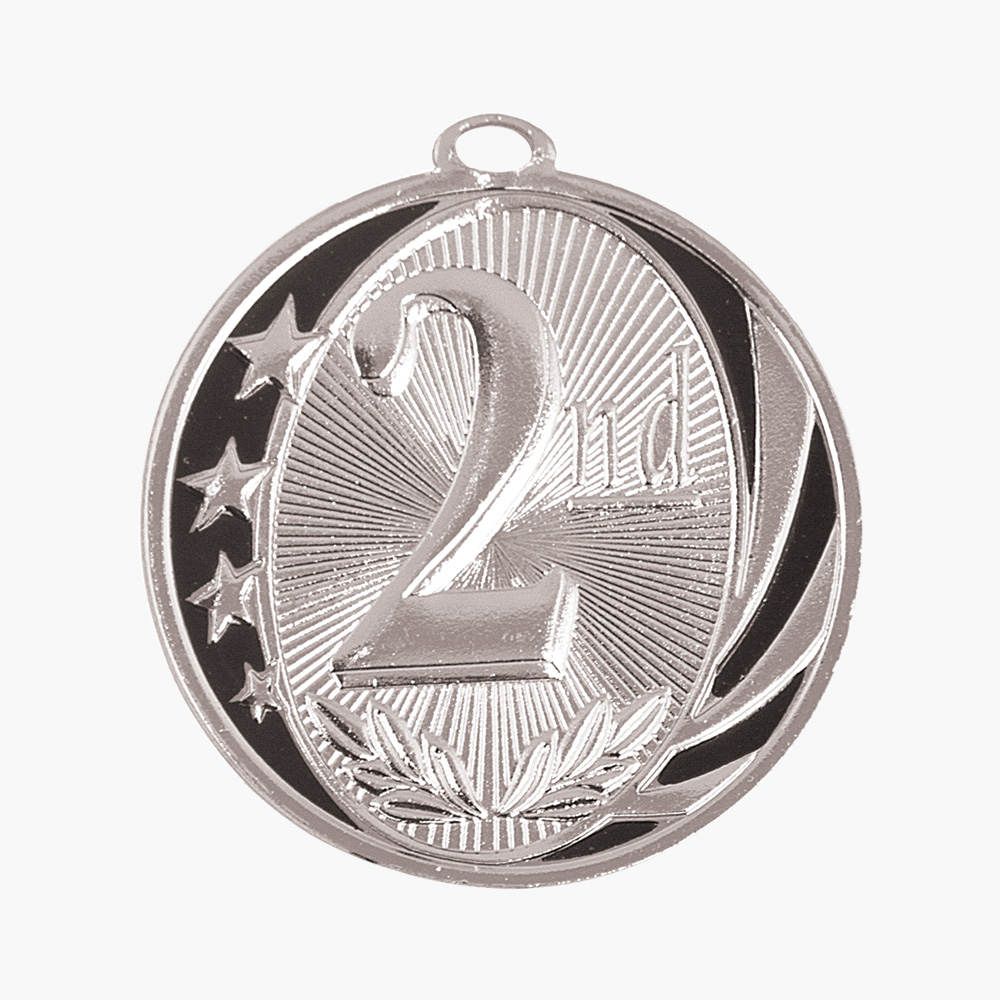 Stars And Stripes Engraved Second Place Medal Crystal Images Inc