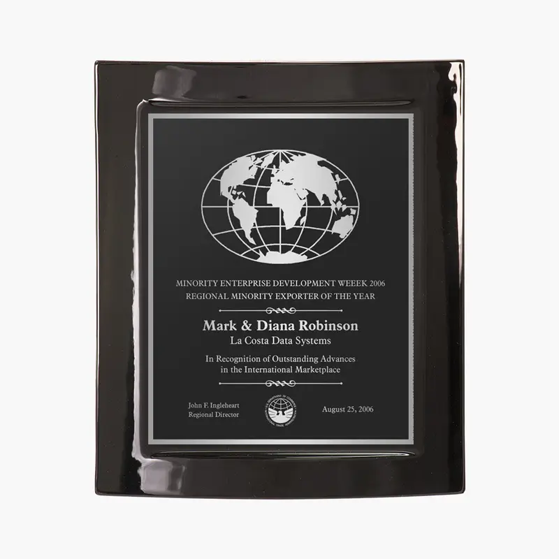 Engraved Black Crescent Wall Plaque - Crystal Images, Inc.