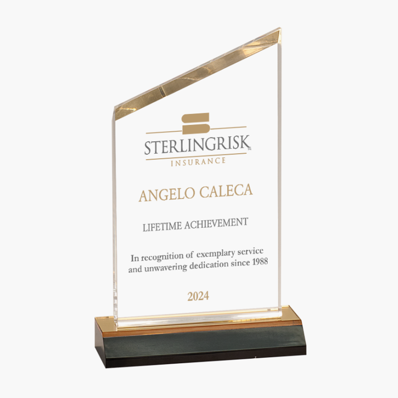 Personalized Acrylic Gold Slant Top Award