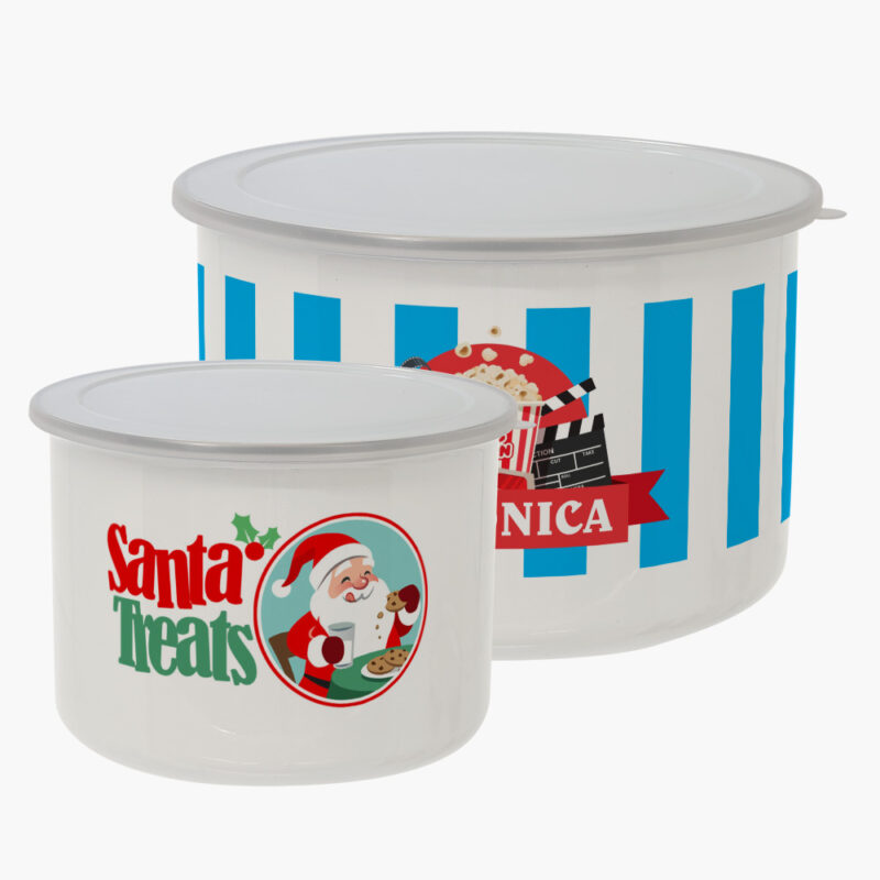 Tall Personalized Enamel Snack Bowl