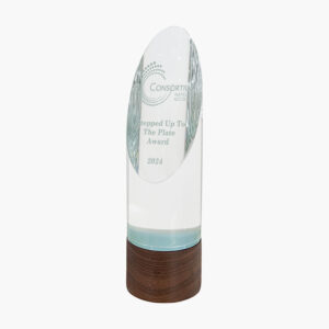 Personalized Glass Cylinder Award on Walnut Base