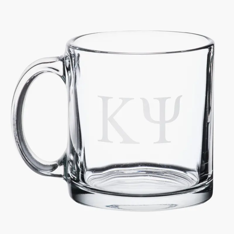Engraved Glass Coffee Mug 13oz. - Clear