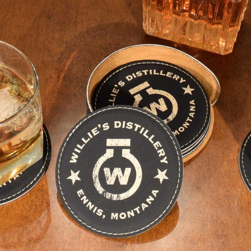 Personalized Leatherette Coaster Set - Image 2