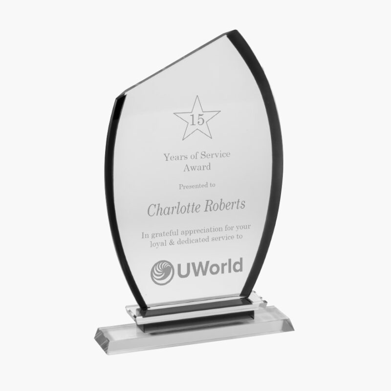 Engraved Black Crystal Cut Oval Award