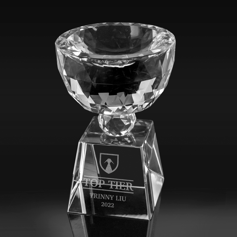 Engraved Crystal Trophy Cup Award - Image 2