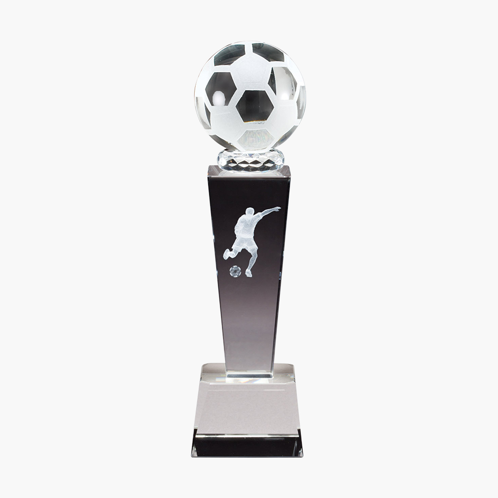 Crystal FOOTBALL Soccer Trophy FREE ENGRAVING Personalised Engraved Glass Winner 