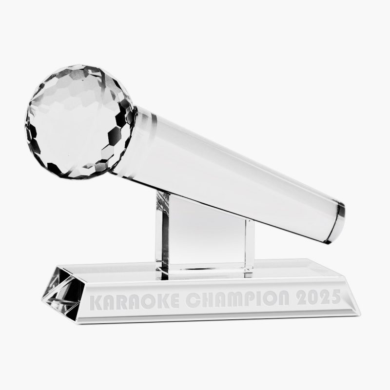 Engraved Crystal Microphone Award