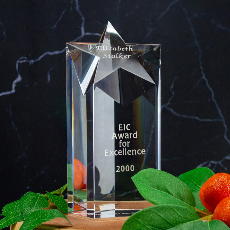 Engraved Crystal Star Tower - Image 3