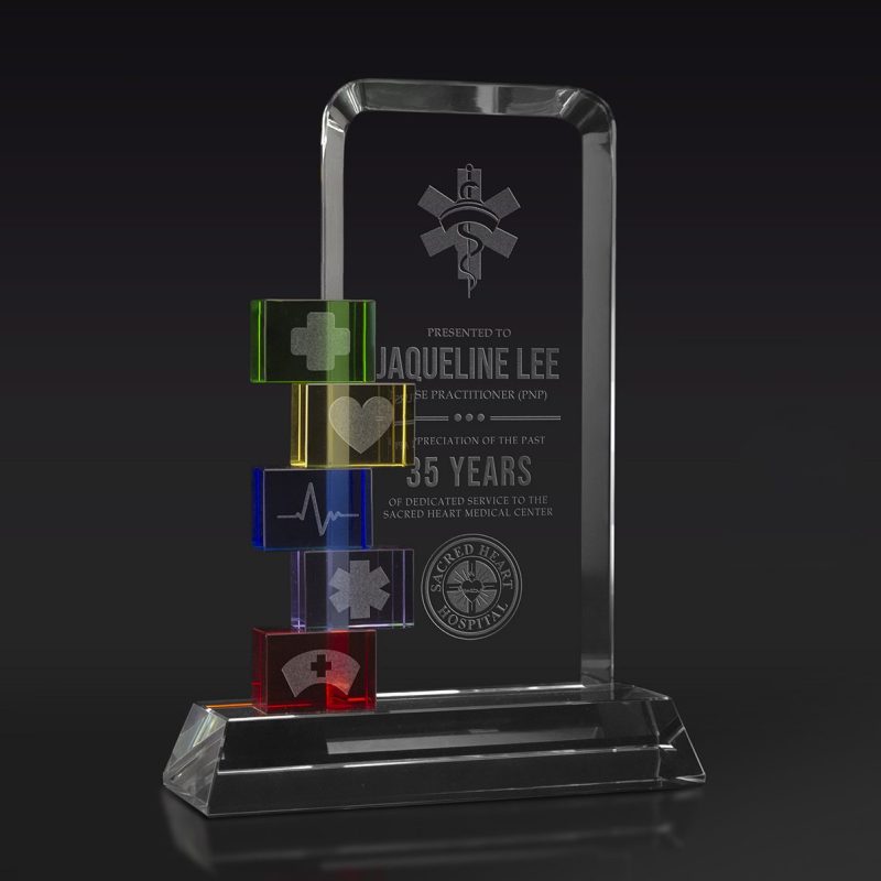 Engraved Colored Glass Tower - Image 2