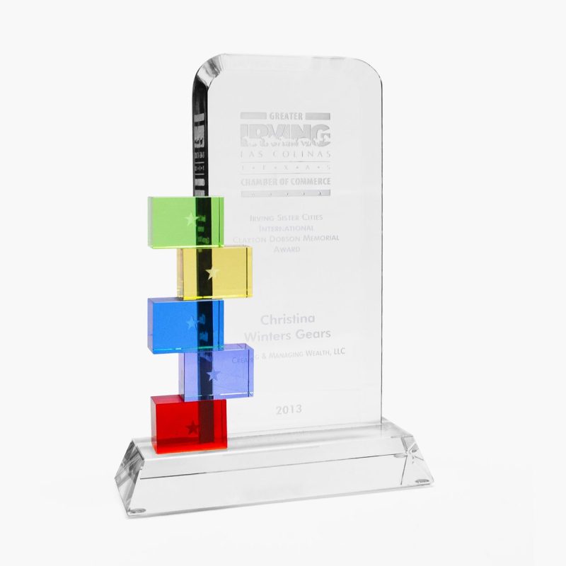 Engraved Colored Glass Tower