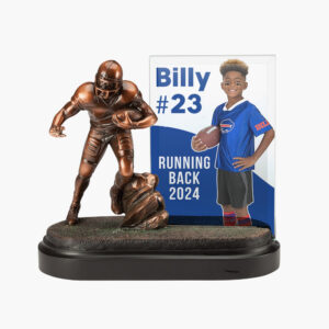 Personalized Resin Football Player with Glass Plaque Award