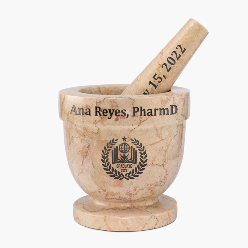 Personalized Botticino Marble Mortar and Pestle
