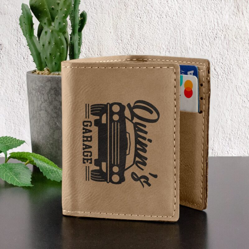 Engraved Leatherette Trifold Wallet - Image 2