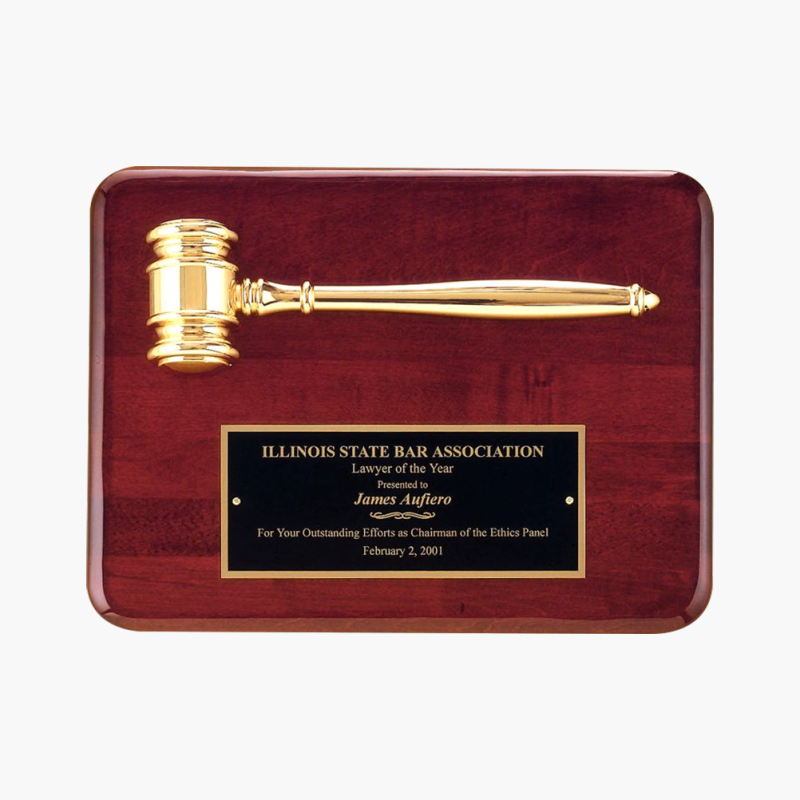 Rosewood Gold Gavel Plaque Award
