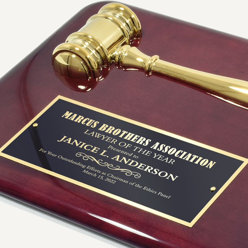 Rosewood Gold Gavel Plaque Award - Image 3