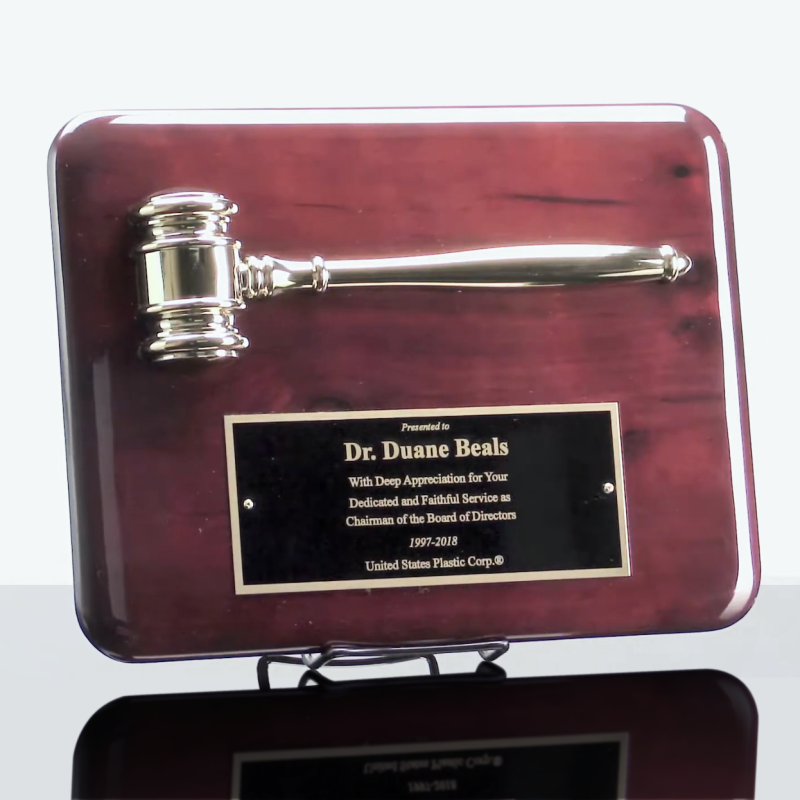 Rosewood Gold Gavel Plaque Award - Image 2