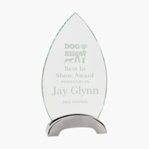 Personalized Glass Ovate with Platinum Base