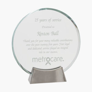 Personalized Glass Circle with Platinum Base