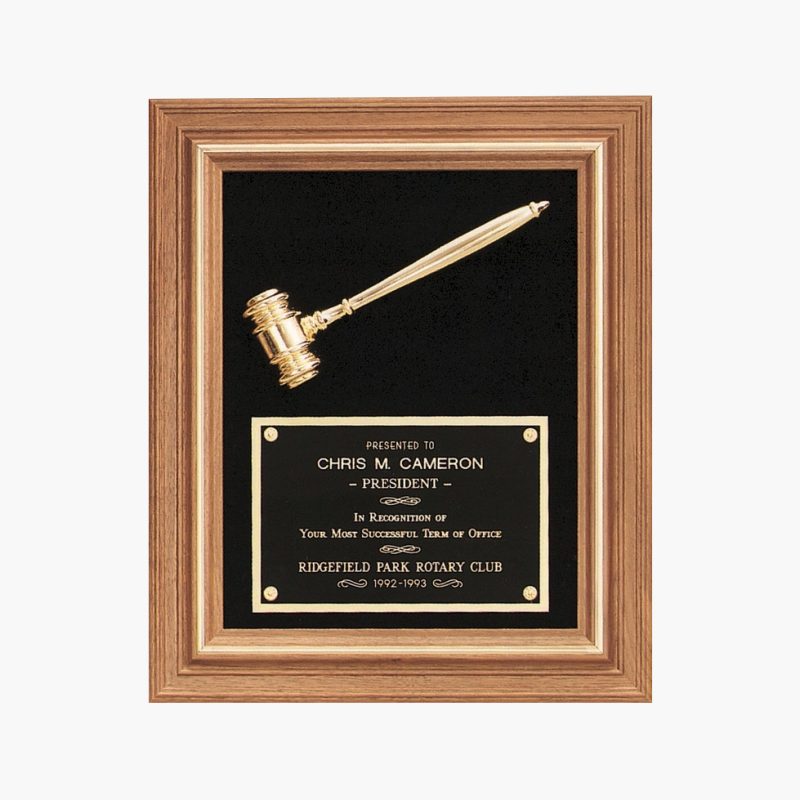 Personalized Portrait Walnut Frame Plaque with Gold Gavel Award