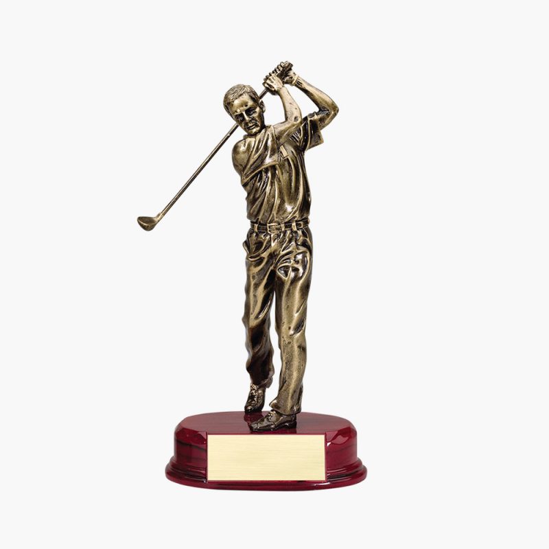 Custom Antique Gold Resin Golfer Swung Award