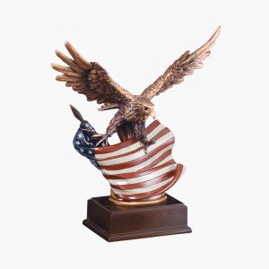 Resin Swooping Eagle Over Color Flag Award