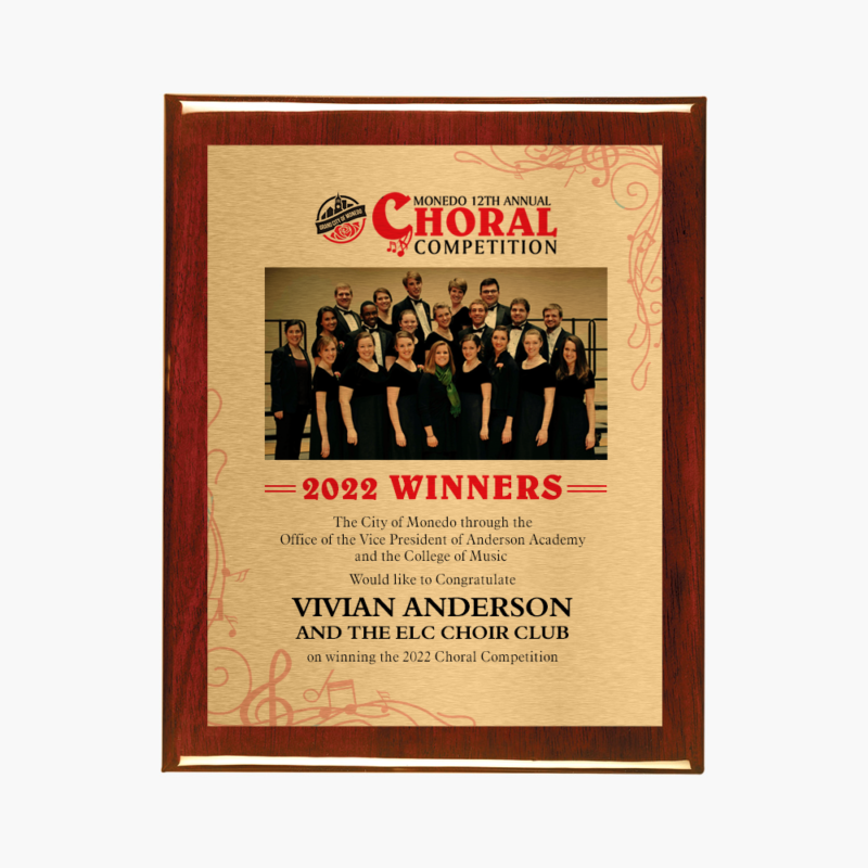 Custom Printed Rosewood Piano Finish Wall Plaque