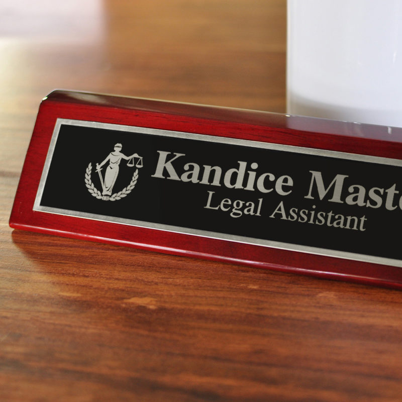 Personalized Rosewood Piano Finish Desk Name Plate - Image 3
