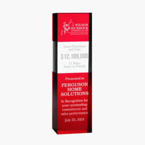 Personalized Red Crystal Square Tower Award