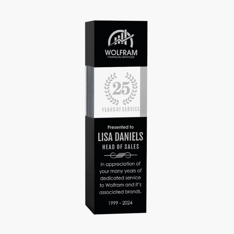Personalized Black Crystal Square Tower Award