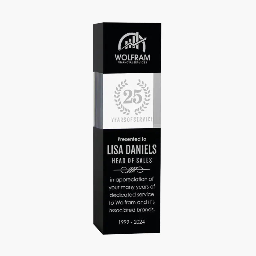 Personalized Black Crystal Square Tower Award