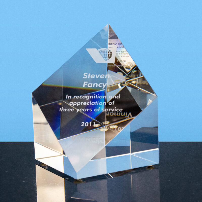 Engraved Crystal Diamond Tower - Image 3