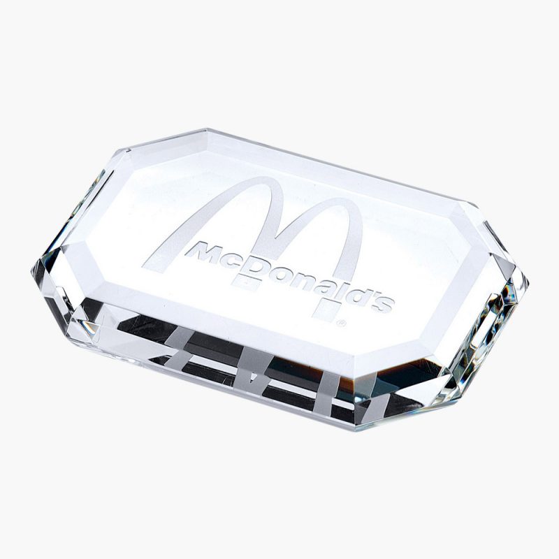 Personalized Crystal Faceted Rectangle Paperweight
