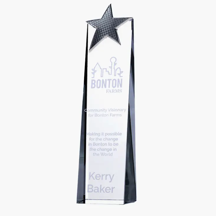 Personalized Crystal Vertical Metal Star Tower