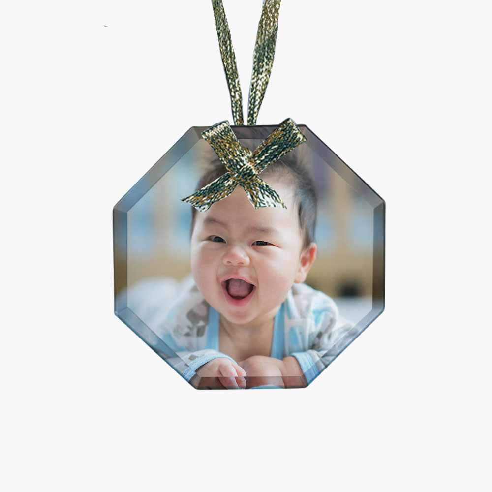 Personalized Glass Beveled Octagon Ornament - Image 2
