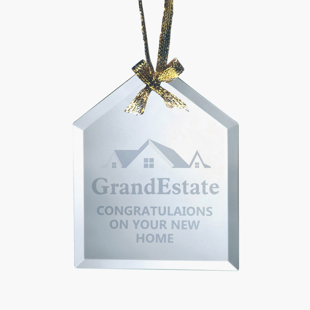 Personalized Glass Beveled House Ornament