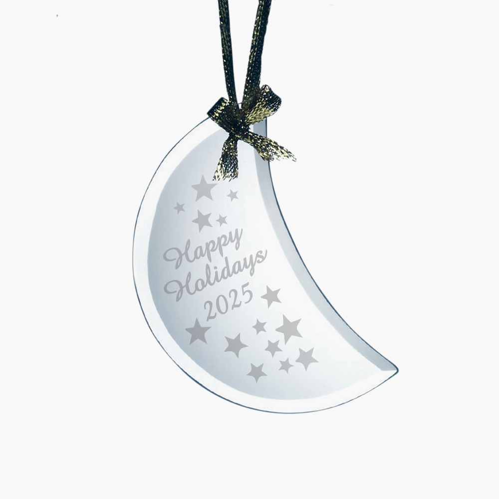Personalized Glass Beveled Moon Ornament - Image 2