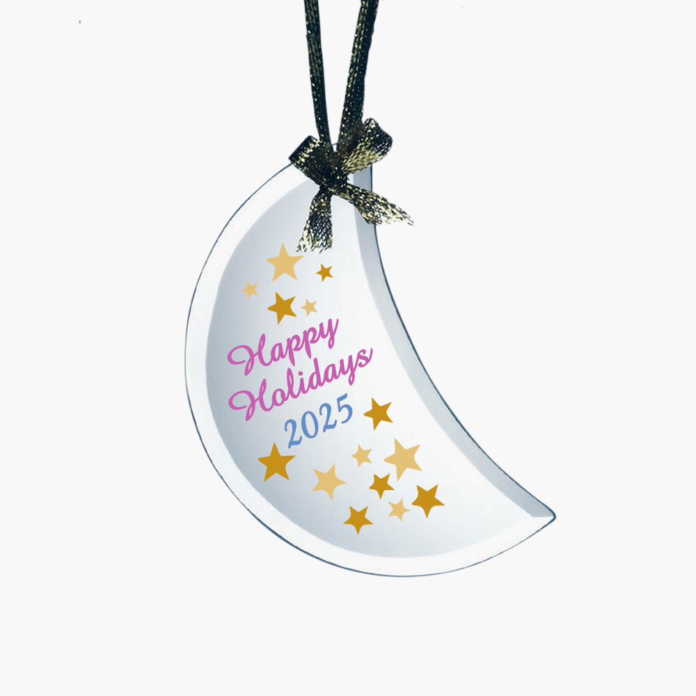 Personalized Glass Beveled Moon Ornament