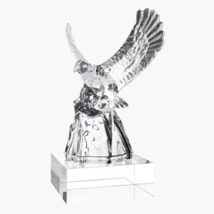 Engraved Crystal Rising Eagle Award with Clear Base