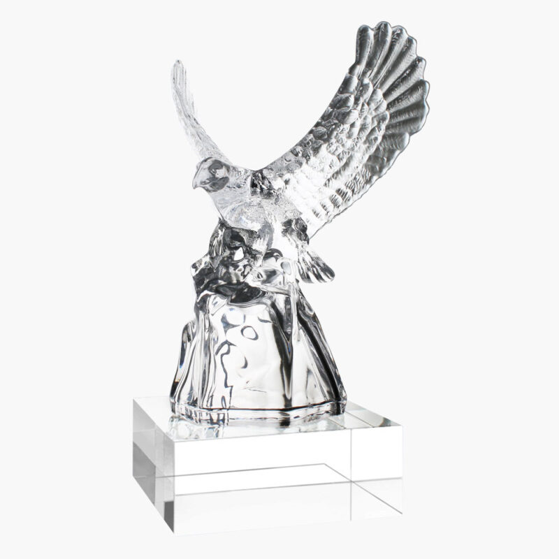 Engraved Crystal Rising Eagle Award with Clear Base
