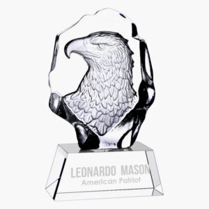 Engraved Crystal Eagle Relief Award with Clear Base