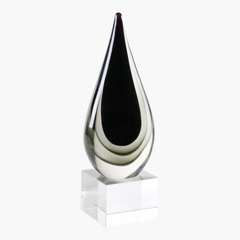 Engraved Black Teardrop Art Glass Award