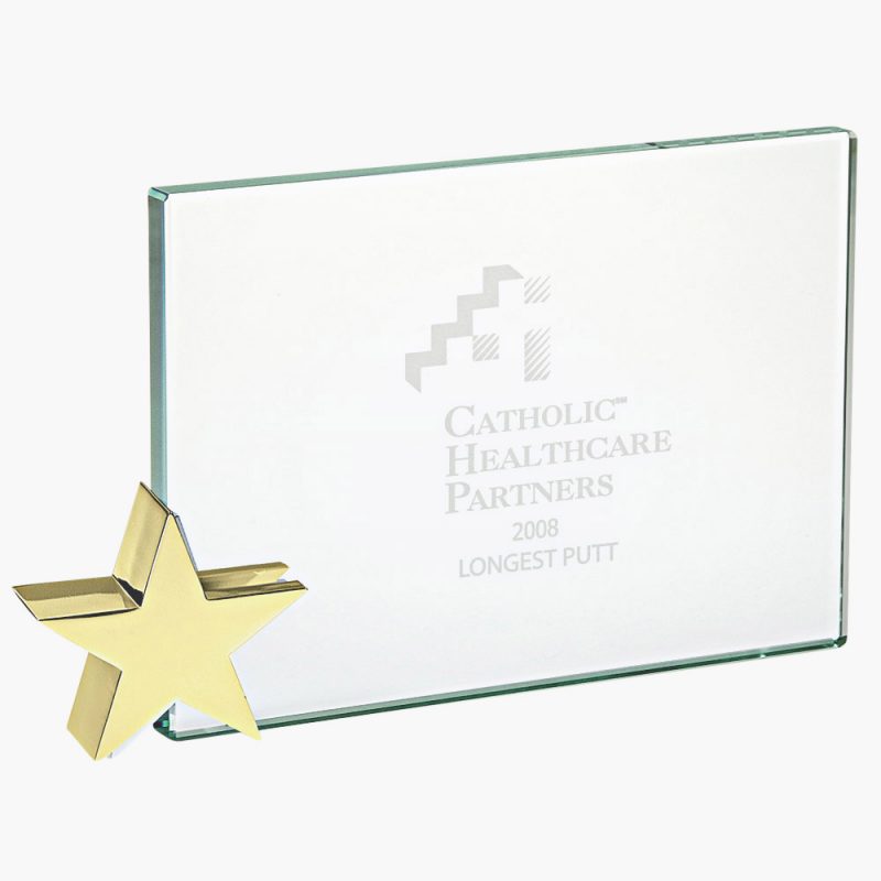 Personalized Glass Rectangle with Chrome Corner