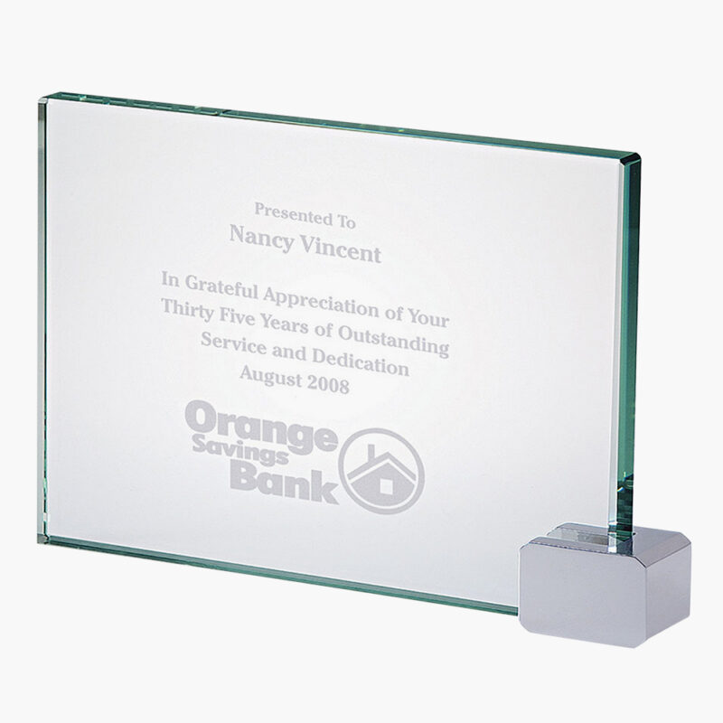 Personalized Glass Rectangle with Chrome Corner - Image 3
