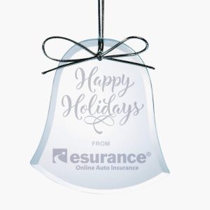 Personalized Crystal Beveled Bell Ornament
