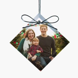 Personalized Crystal Beveled Square Diamond Ornament