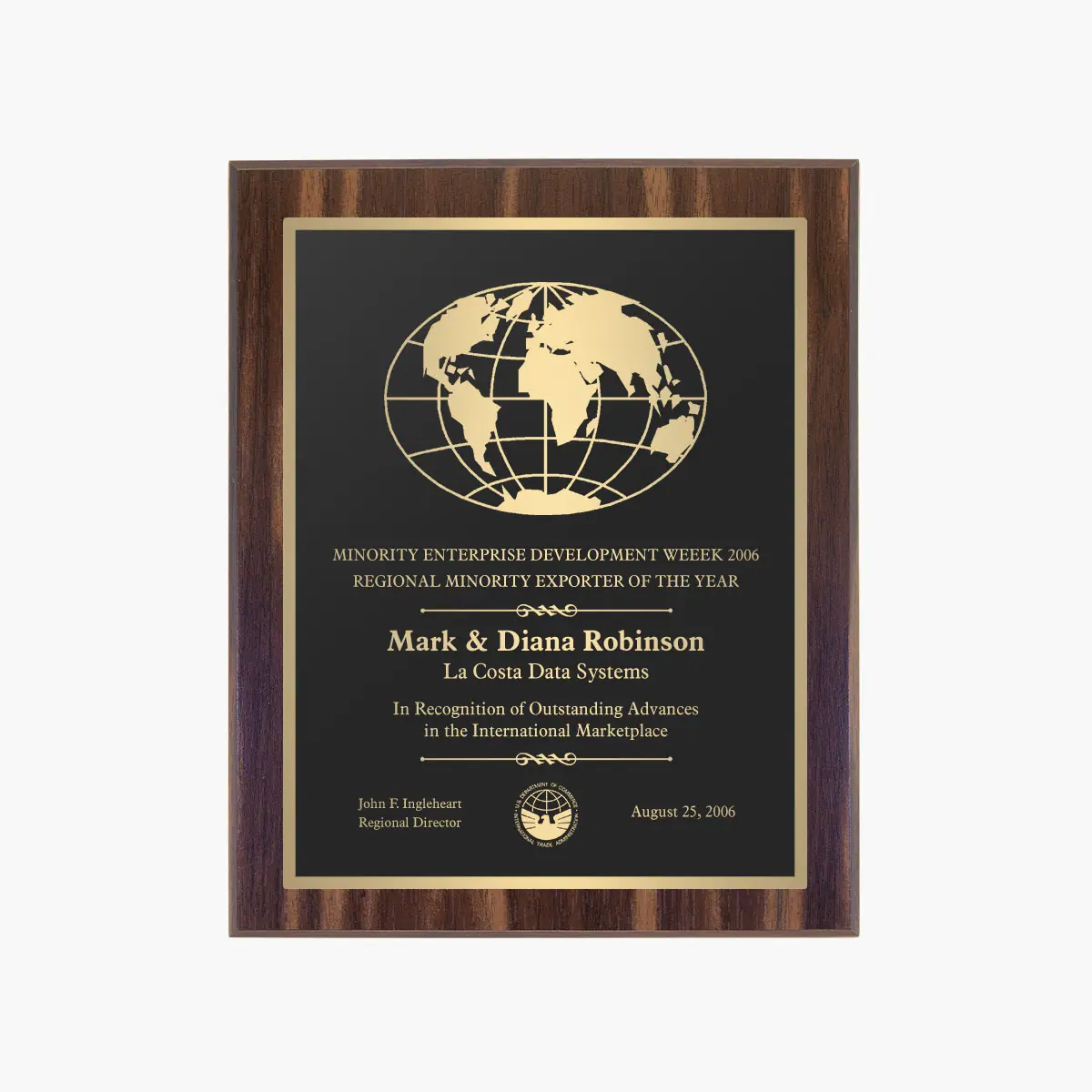 Engraved Walnut Wall Plaque - Crystal Images, Inc.